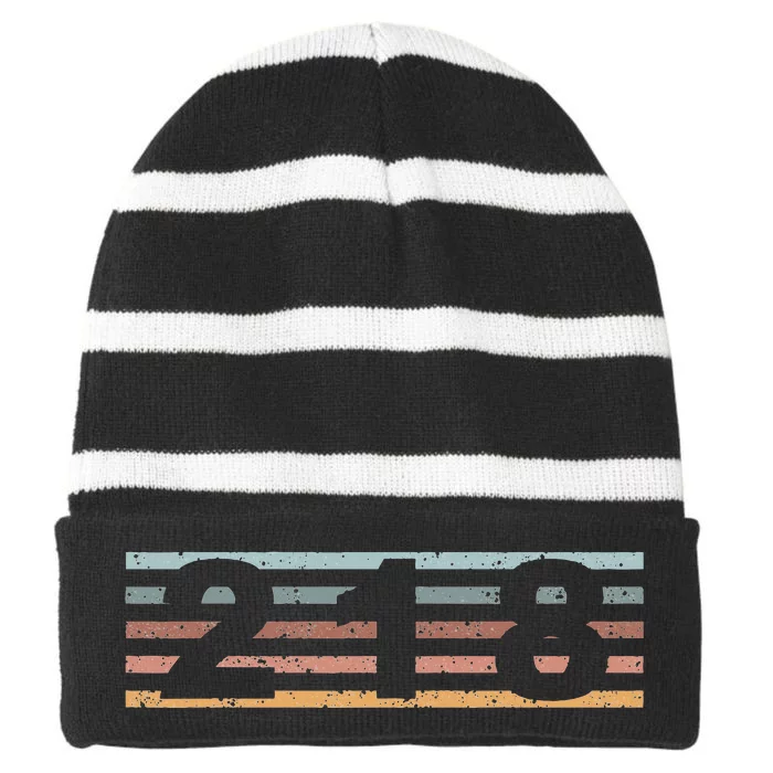 218 Area Code Retro Minnesota Duluth Striped Beanie with Solid Band