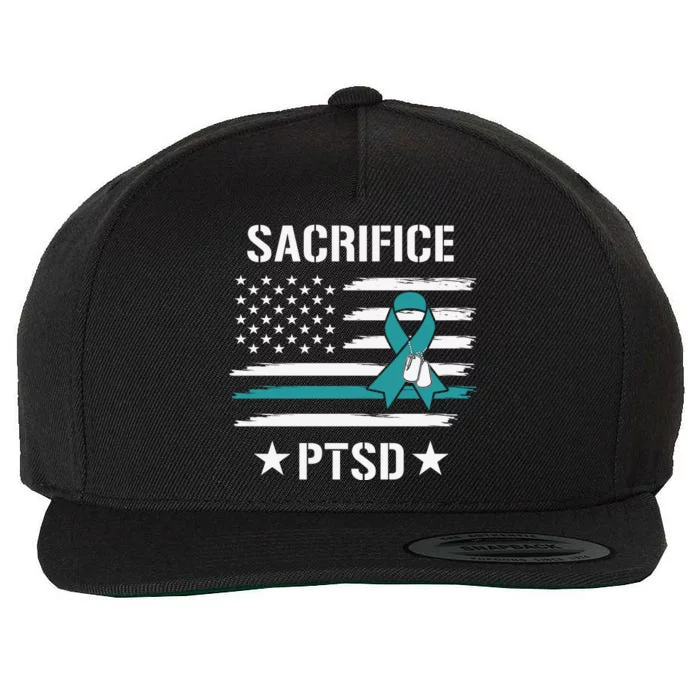 22 A Day Soldier Veteran PTSD Awareness USA Flag Wool Snapback Cap