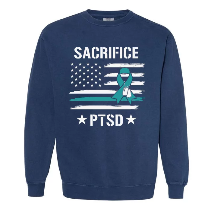 22 A Day Soldier Veteran PTSD Awareness USA Flag Garment-Dyed Sweatshirt