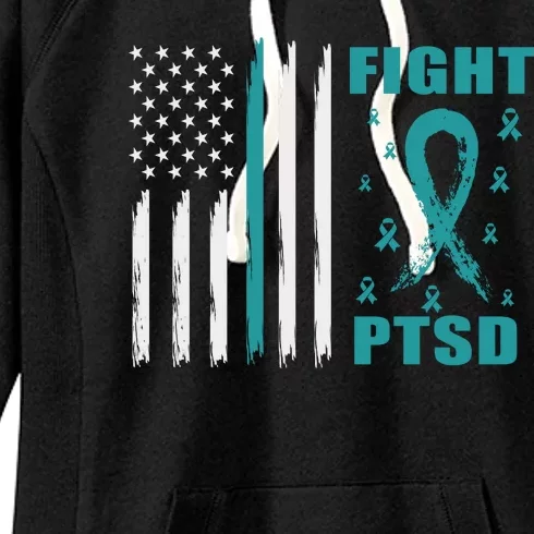 22 A Day Soldier Veteran PTSD Awareness American Flag Women's Fleece Hoodie