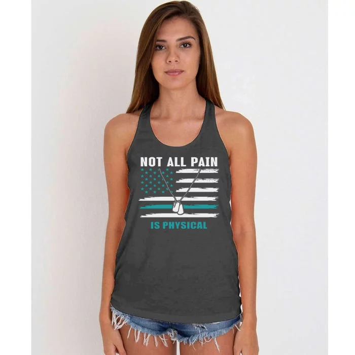 22 A Day Soldier Veteran PTSD Awareness Women's Knotted Racerback Tank