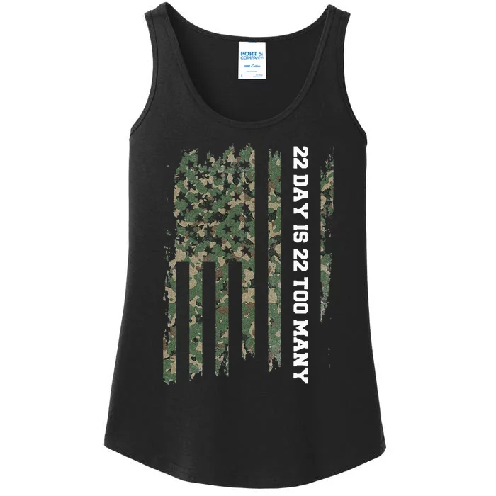 22 A Day Veteran Lives Matter Army Suicide Awareness Ladies Essential Tank