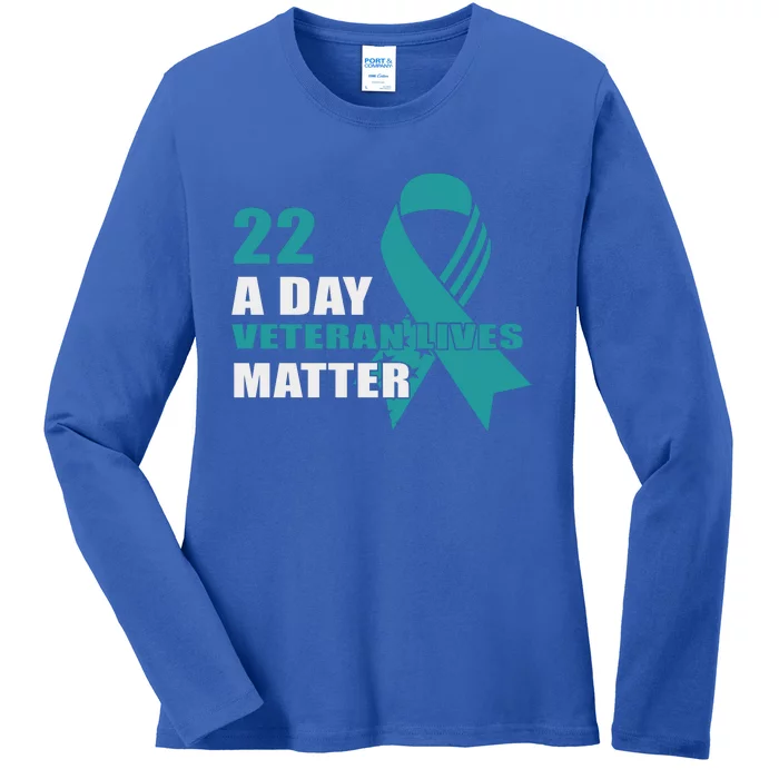 22 A Day Soldier Veteran PTSD Awareness Ladies Long Sleeve Shirt