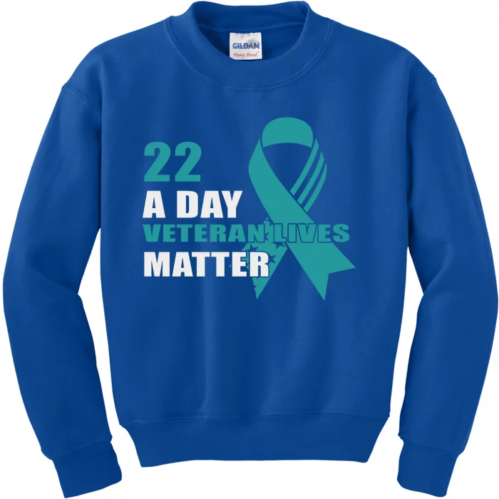 22 A Day Soldier Veteran PTSD Awareness Kids Sweatshirt