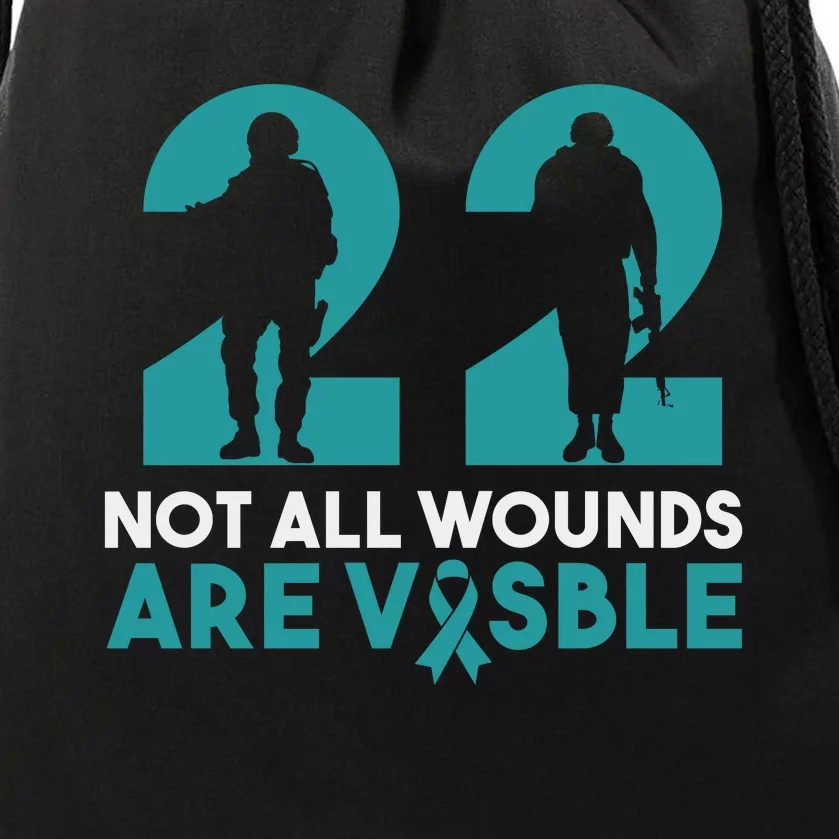 22 A Day Soldier Veteran PTSD Awareness Drawstring Bag