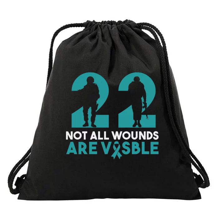 22 A Day Soldier Veteran PTSD Awareness Drawstring Bag