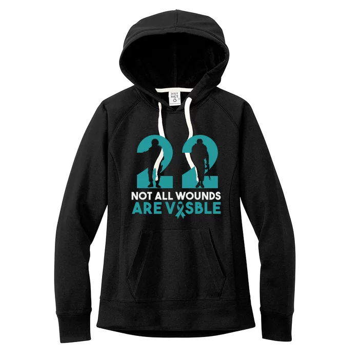 22 A Day Soldier Veteran PTSD Awareness Women's Fleece Hoodie