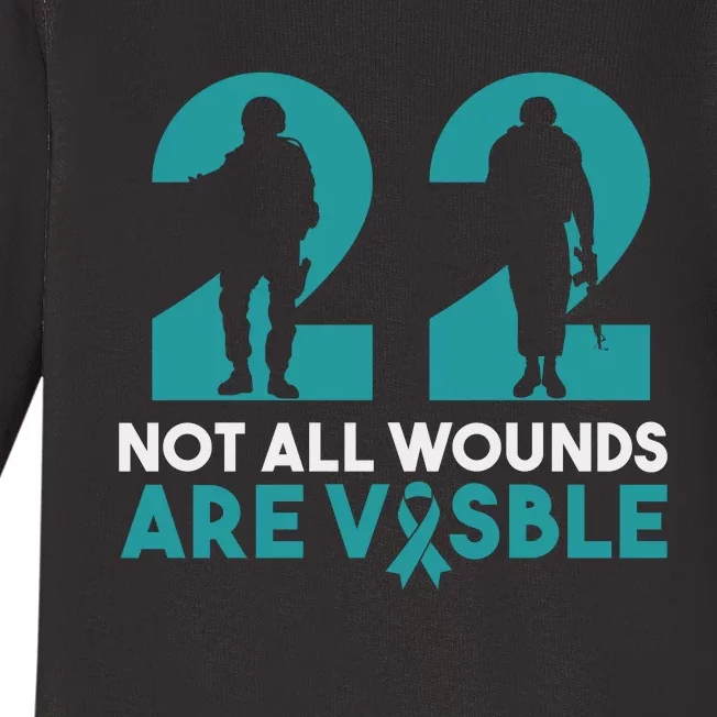 22 A Day Soldier Veteran PTSD Awareness Baby Long Sleeve Bodysuit