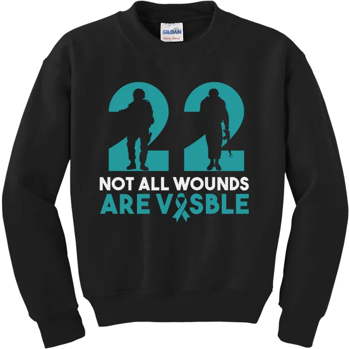 22 A Day Soldier Veteran PTSD Awareness Kids Sweatshirt