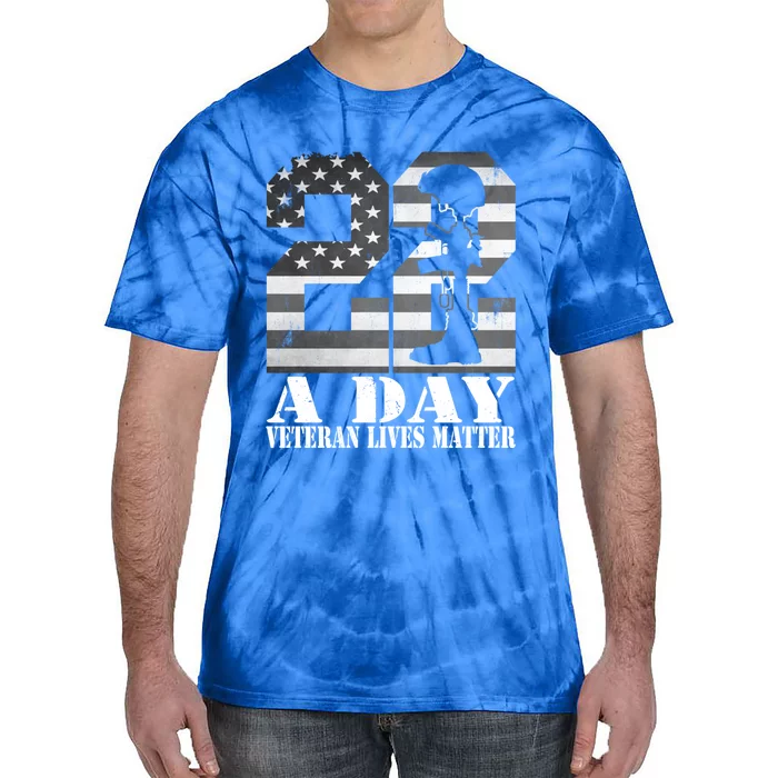 22 A Day Veteran Lives Matter American Flag Military Veteran Great Gift Tie-Dye T-Shirt