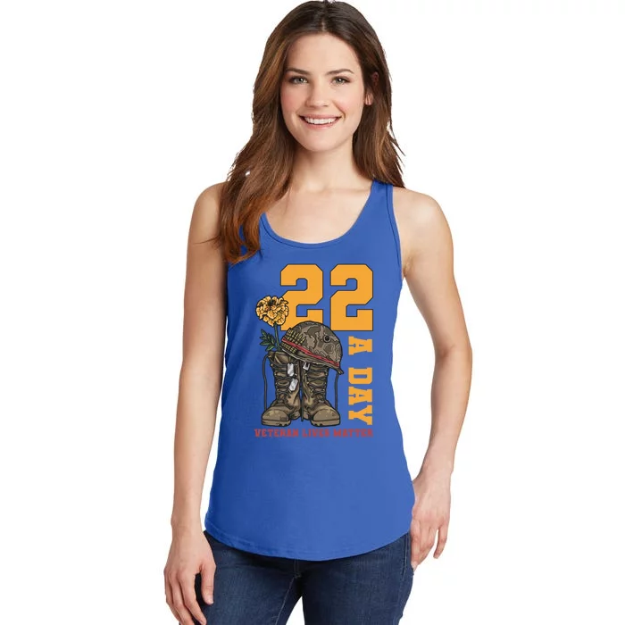 22 A Day Veteran Lives Matter Suicide Awareness Patriotism Gift Ladies Essential Tank