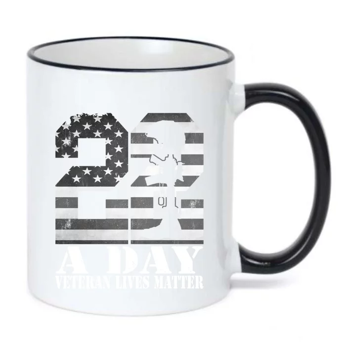 22 A Day Veteran Lives Matter American Flag Military Veteran Great Gift Black Color Changing Mug