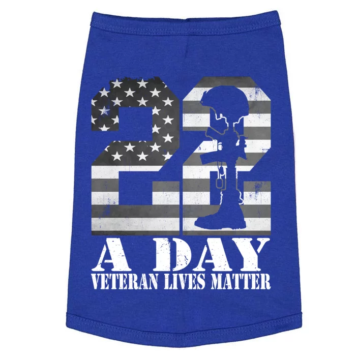 22 A Day Veteran Lives Matter American Flag Military Veteran Great Gift Doggie Tank