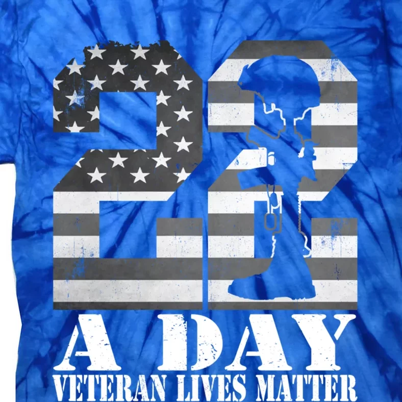 22 A Day Veteran Lives Matter American Flag Military Veteran Great Gift Tie-Dye T-Shirt