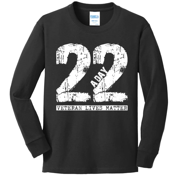 22 A Day Veteran 22 A Day Veteran Suicide Kids Long Sleeve Shirt