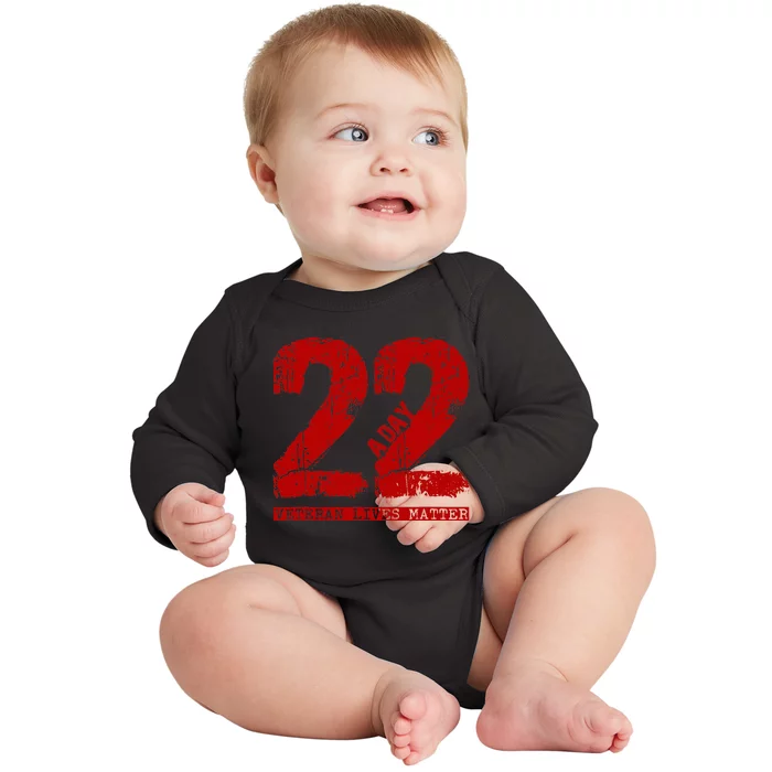 22 A Day Veteran 22 A Day Veteran Suicide Baby Long Sleeve Bodysuit