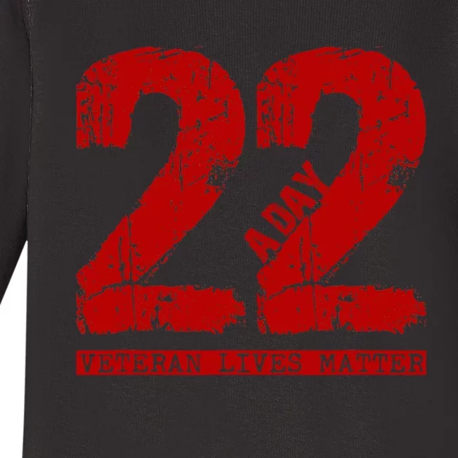 22 A Day Veteran 22 A Day Veteran Suicide Baby Long Sleeve Bodysuit