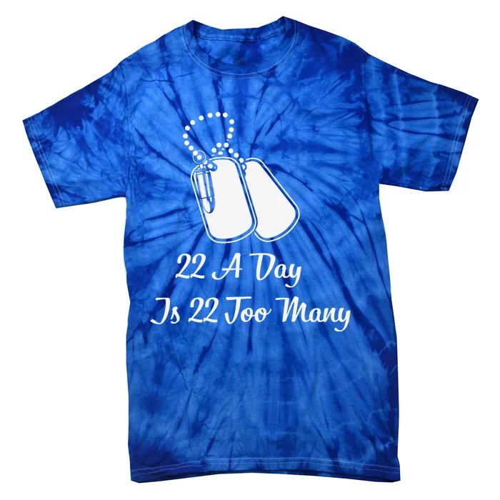 22 A Day Is 22 Too Many Veteran Lives Matter USA Flag Tie-Dye T-Shirt