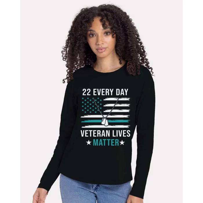 22 A Day Veteran Lives Matter American Flag Military Veteran Womens Cotton Relaxed Long Sleeve T-Shirt