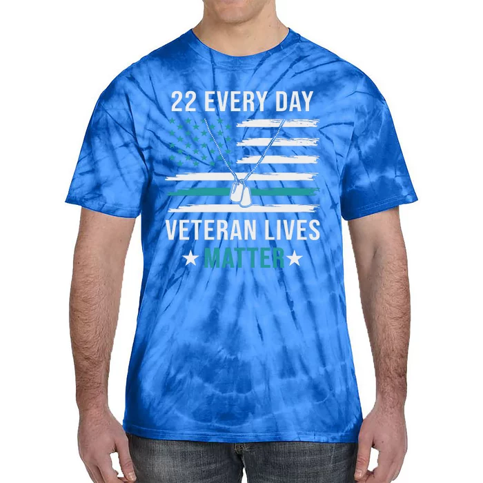 22 A Day Veteran Lives Matter American Flag Military Veteran Tie-Dye T-Shirt