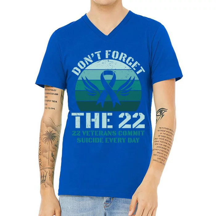 22 A Day Soldier Veteran PTSD Awareness V-Neck T-Shirt