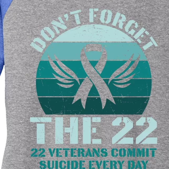 22 A Day Soldier Veteran PTSD Awareness Women's Tri-Blend 3/4-Sleeve Raglan Shirt