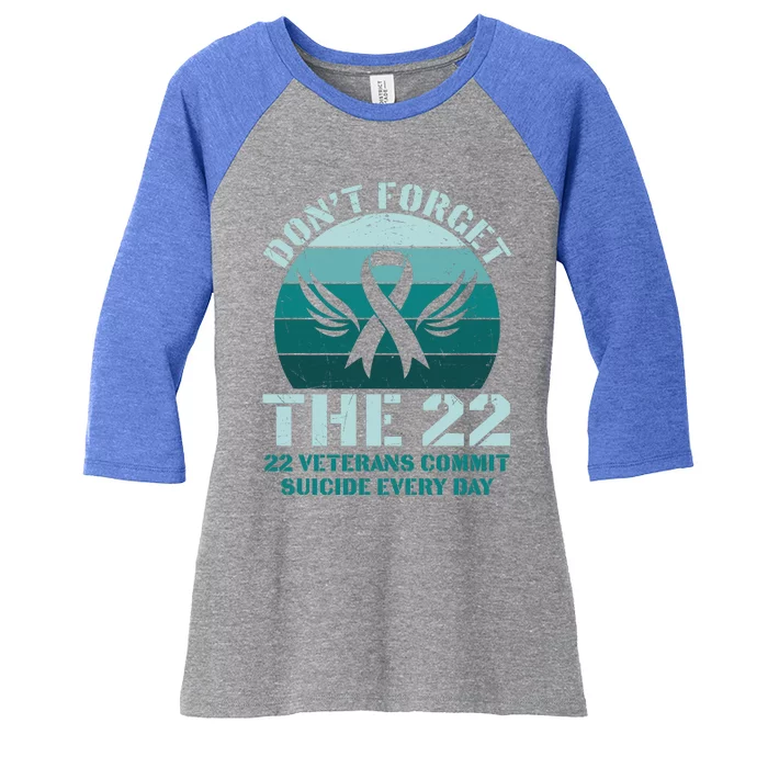 22 A Day Soldier Veteran PTSD Awareness Women's Tri-Blend 3/4-Sleeve Raglan Shirt