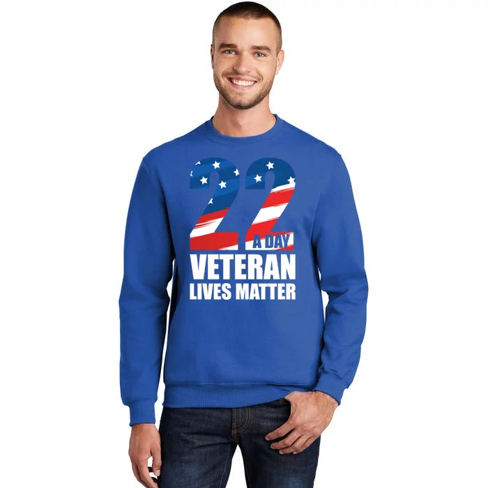 22 A Day Veteran Lives Matter Us Veterans Ptsd Awareness Meaningful Gift Tall Sweatshirt