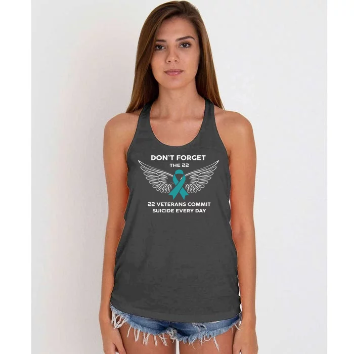 22 A Day Soldier Veteran PTSD Awareness Women's Knotted Racerback Tank