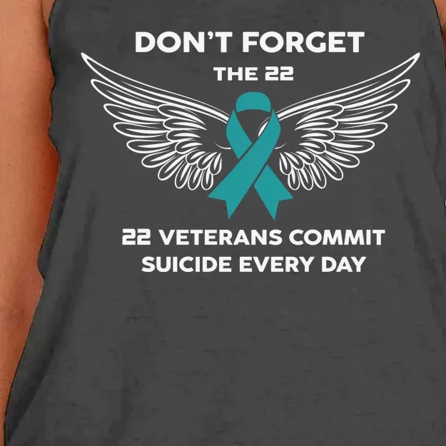 22 A Day Soldier Veteran PTSD Awareness Women's Knotted Racerback Tank