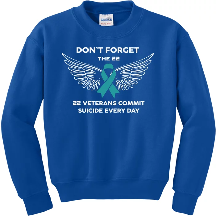 22 A Day Soldier Veteran PTSD Awareness Kids Sweatshirt