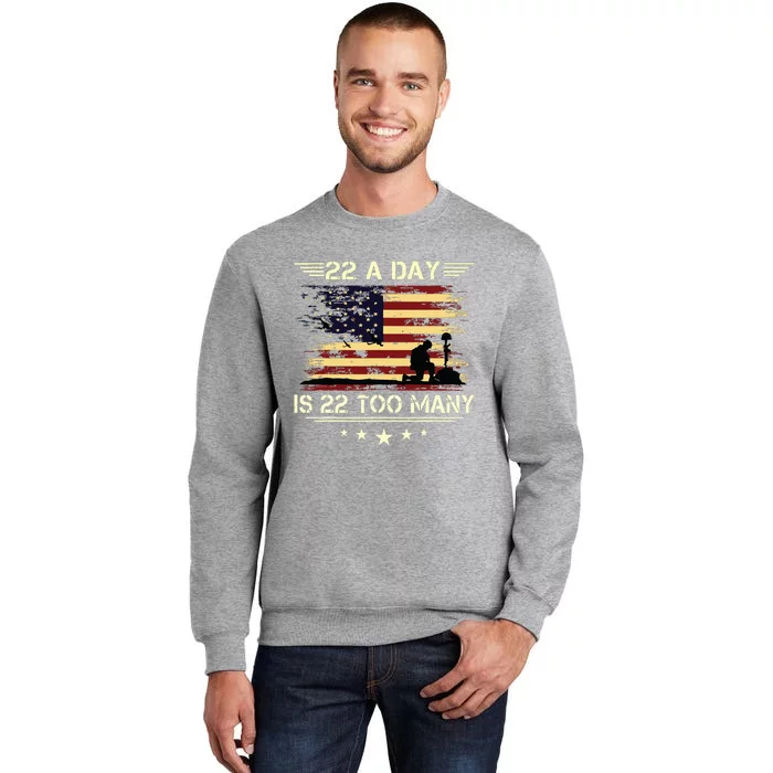 22 A Day Is 22 Too Many Veteran Lives Matter Honor And Proud Tall Sweatshirt