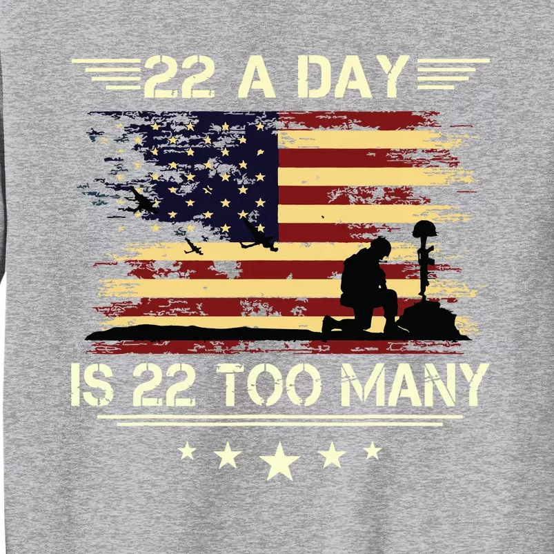 22 A Day Is 22 Too Many Veteran Lives Matter Honor And Proud Tall Sweatshirt