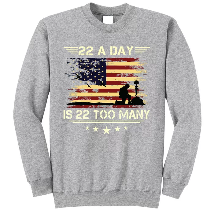 22 A Day Is 22 Too Many Veteran Lives Matter Honor And Proud Tall Sweatshirt