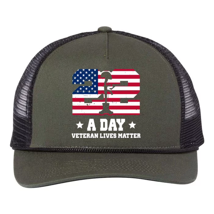 22 A Day Veteran Lives Matter Retro Rope Trucker Hat Cap