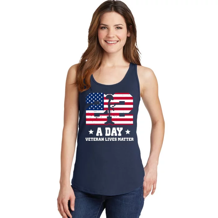 22 A Day Veteran Lives Matter Ladies Essential Tank