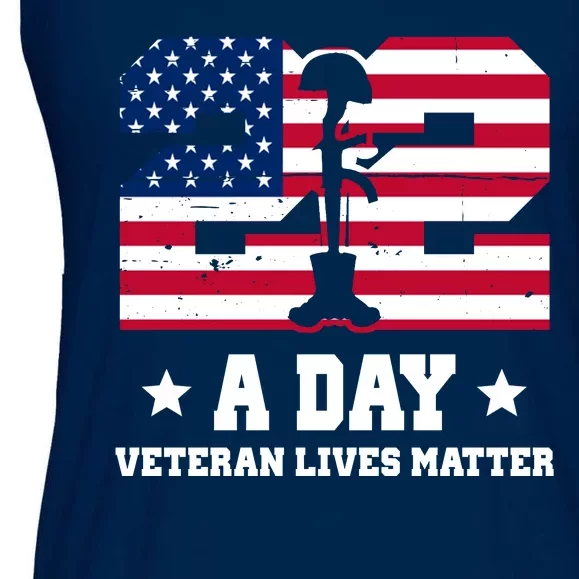 22 A Day Veteran Lives Matter Ladies Essential Flowy Tank