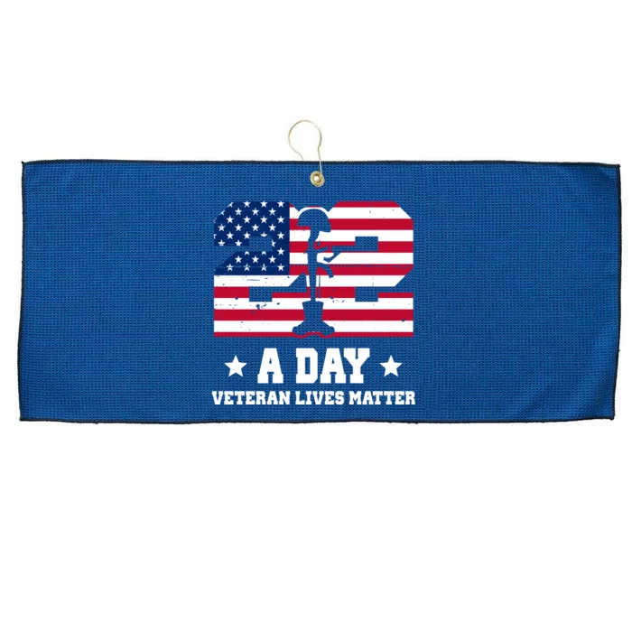 22 A Day Veteran Lives Matter Large Microfiber Waffle Golf Towel