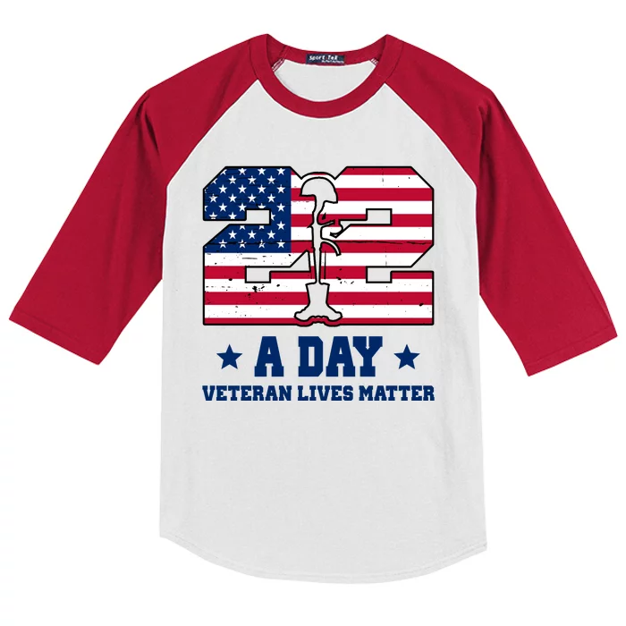 22 A Day Veteran Lives Matter Kids Colorblock Raglan Jersey