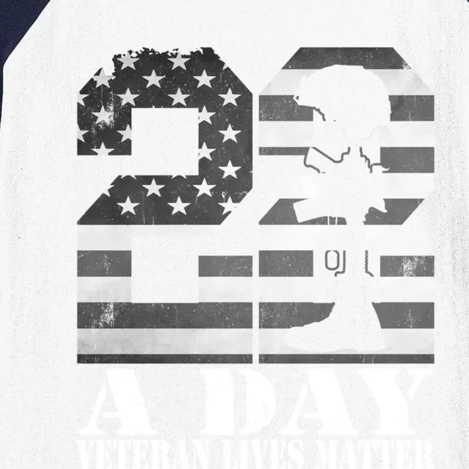 22 A Day Veteran Lives Matter American Flag Military Veteran Great Gift Baseball Sleeve Shirt