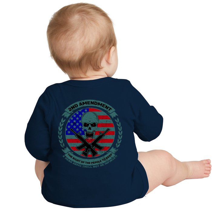 2nd Amendment Front And Back Design Front & Back Baby Long Sleeve Bodysuit