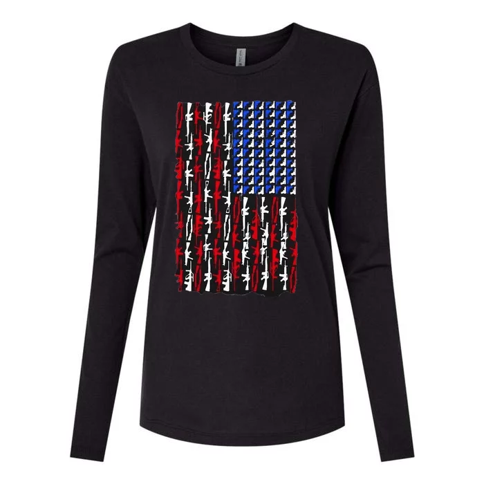 2nd Amendment Freedom Flag Womens Cotton Relaxed Long Sleeve T-Shirt