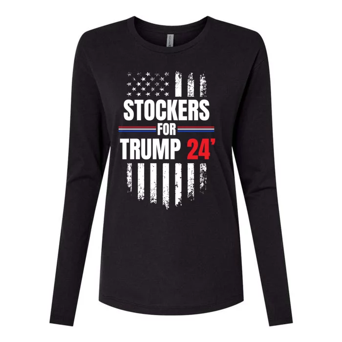 2024 American Flag Gift Womens Cotton Relaxed Long Sleeve T-Shirt