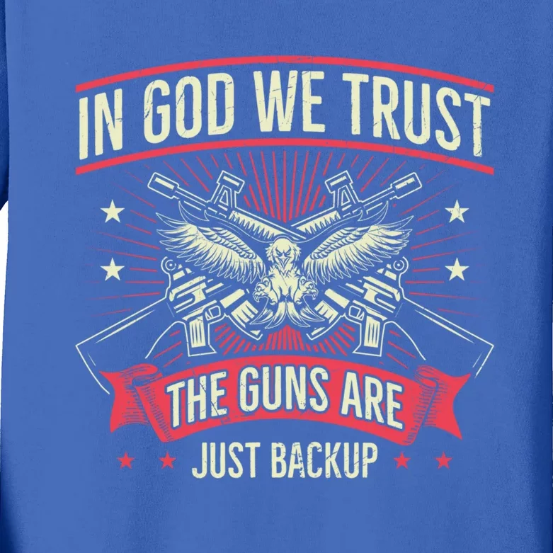 2nd Adt In God We Trust The Guns Are Backup Gift Kids Long Sleeve Shirt