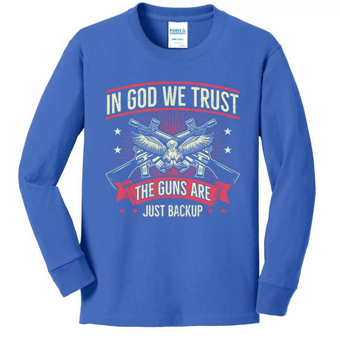 2nd Adt In God We Trust The Guns Are Backup Gift Kids Long Sleeve Shirt