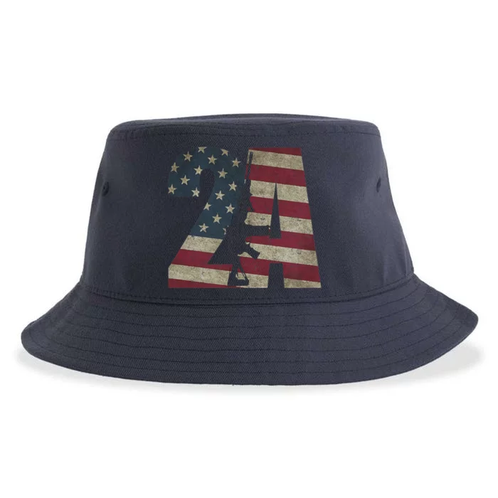 2nd Amendment Patriotic Gun Owner American Flag Rifle Sustainable Bucket Hat