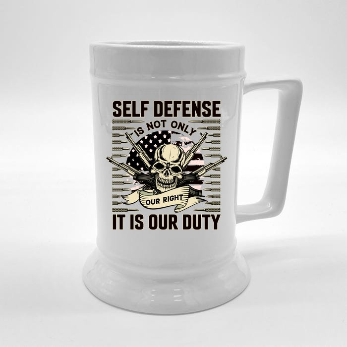 2nd Amendment Self Defense Front & Back Beer Stein