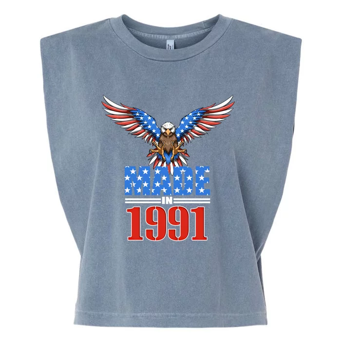 29th Birthday 1991 Gift Usa Flag Eagle Patriotic Gift Great Gift Garment-Dyed Women's Muscle Tee