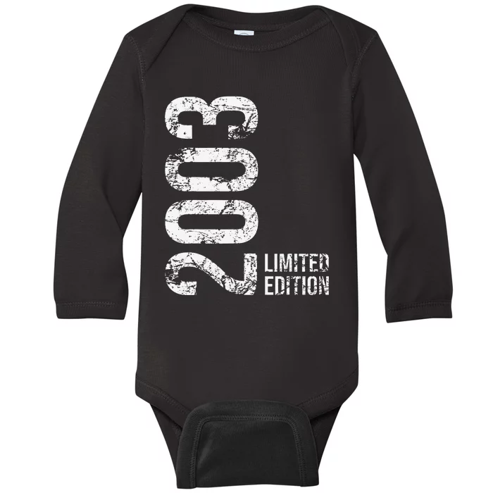 20th Birthday 20 Years Male Female Retro Vintage 2003 Gift Baby Long Sleeve Bodysuit