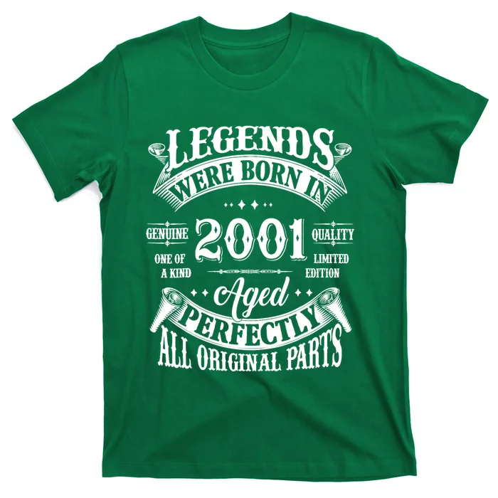 23rd Birthday 23 Years Old Vintage Legends Born In 2001 T-Shirt